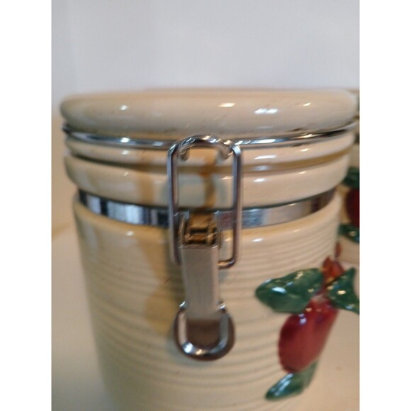 VTG-3 Cracker Barrel Country Apple Canister Set Metal Closure With Candel Holder - Picture 3 of 16